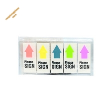 Miếng note nhựa ""Please Sign""  Proniti- Mũi tên 5 màu-Nền trắng lớn 45649