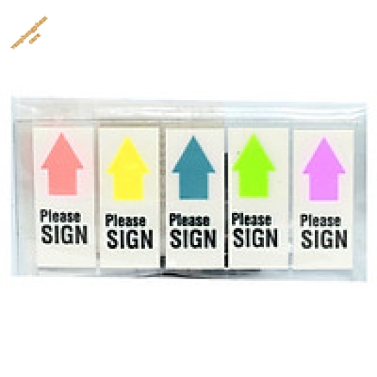 Miếng note nhựa ""Please Sign""  Proniti- Mũi tên 5 màu-Nền trắng lớn 45649