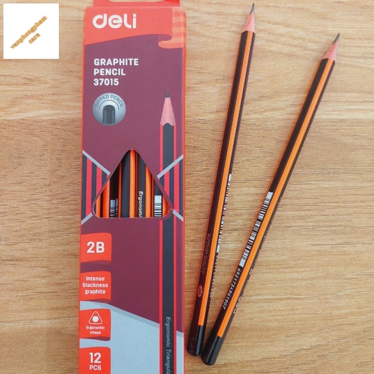 Bút Chì Gỗ Sọc Deli 3 góc nâu cam No. 37015 (Không gôm)