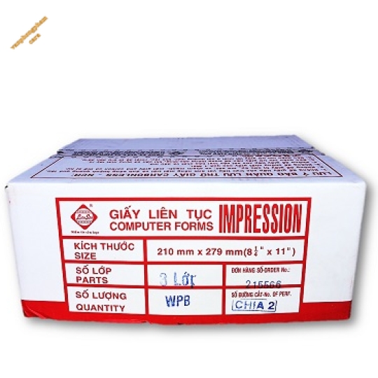Giấy in liên tục 240x279mm 3 liên chia 2