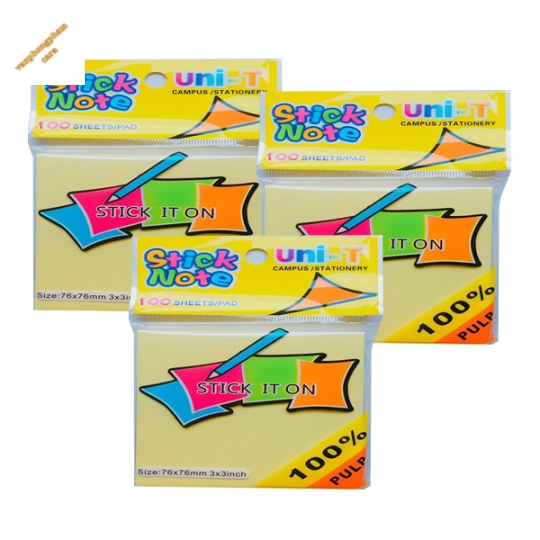 Giấy note UNI 3x3 vàng (76mx76mm)