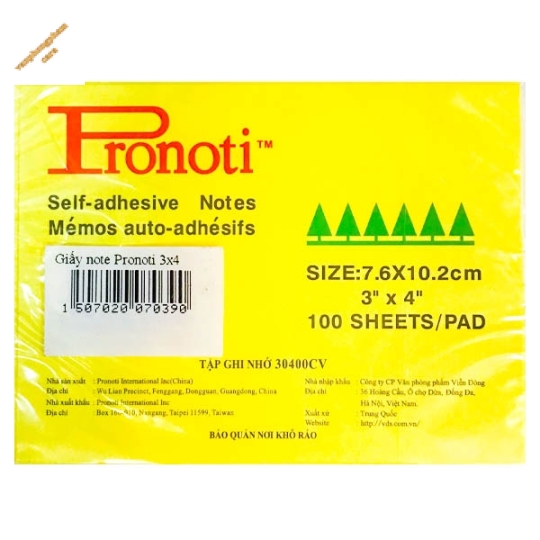Giấy note UNI 3x4-Vàng (102mm x 76mm)