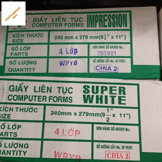 Giấy in liên tục 240x279mm 4 liên Chia 2