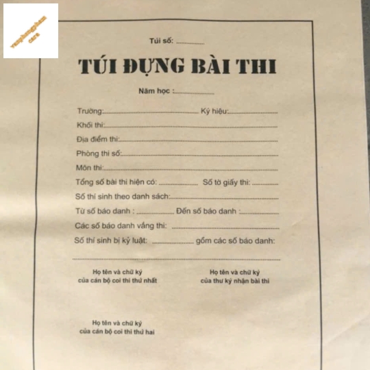 Túi đựng bài thi  - theo mẫu của Bộ GD-ĐT - 31*42.5 cm